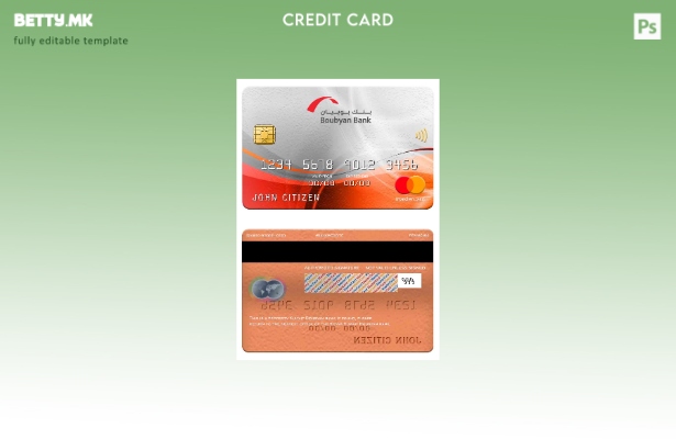 Модерен стил шаблон за мастер картички на банката Кувајт Boubyan